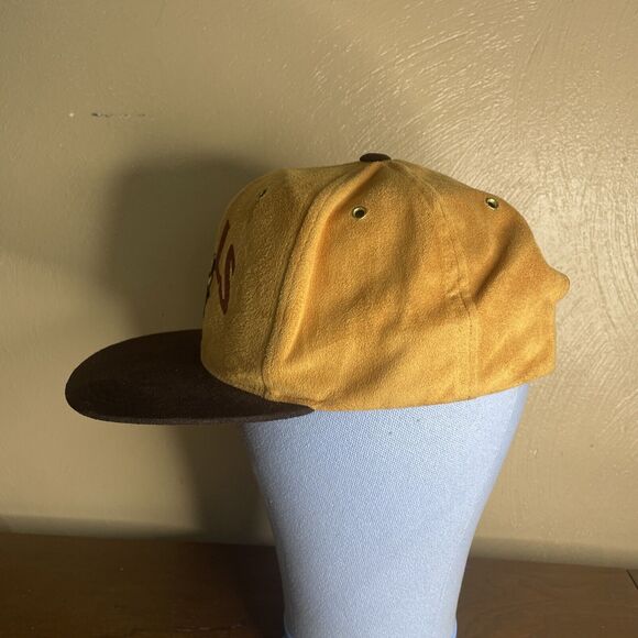 Rear Mitchell & Ness Hat/Cap SnapBack Chicago Bulls Tan/Brown Suede Like EUC - Picture 6 of 9